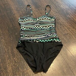 Krista| Black & blue one piece swimsuit